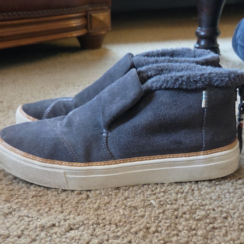 Gray Suede Slip-On Shoes